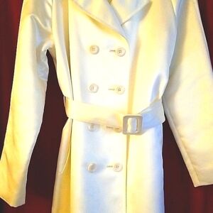 INC-Satin Trench Coat- Cream/Off-White. Classic! Adjustable Belt.Siz…